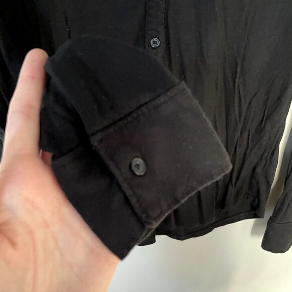 Old Navy black long sleeved button down shirt rayon comfortable casual collared - Picture 4 of 5